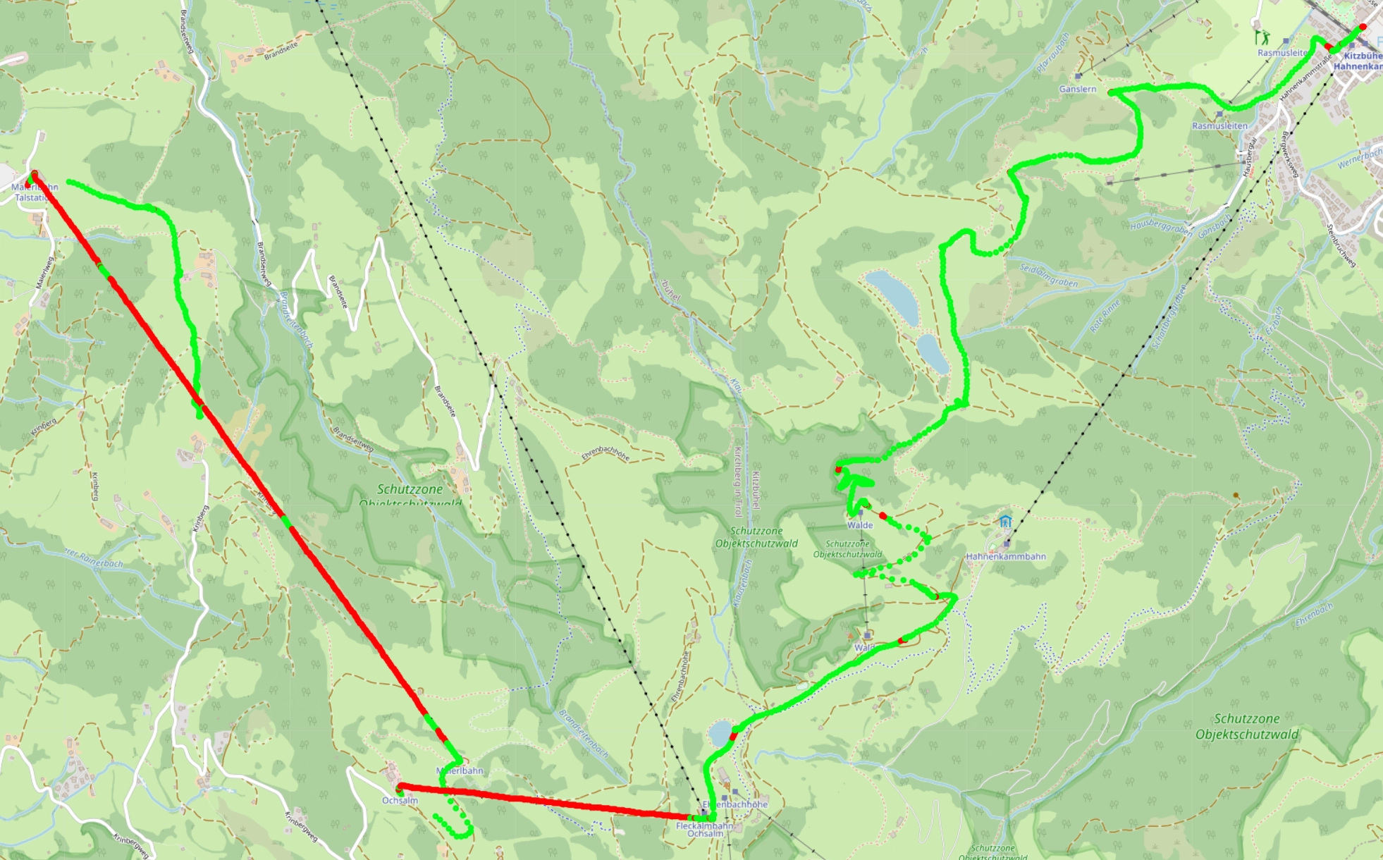 Map showing the predictions about lift and slope sections.